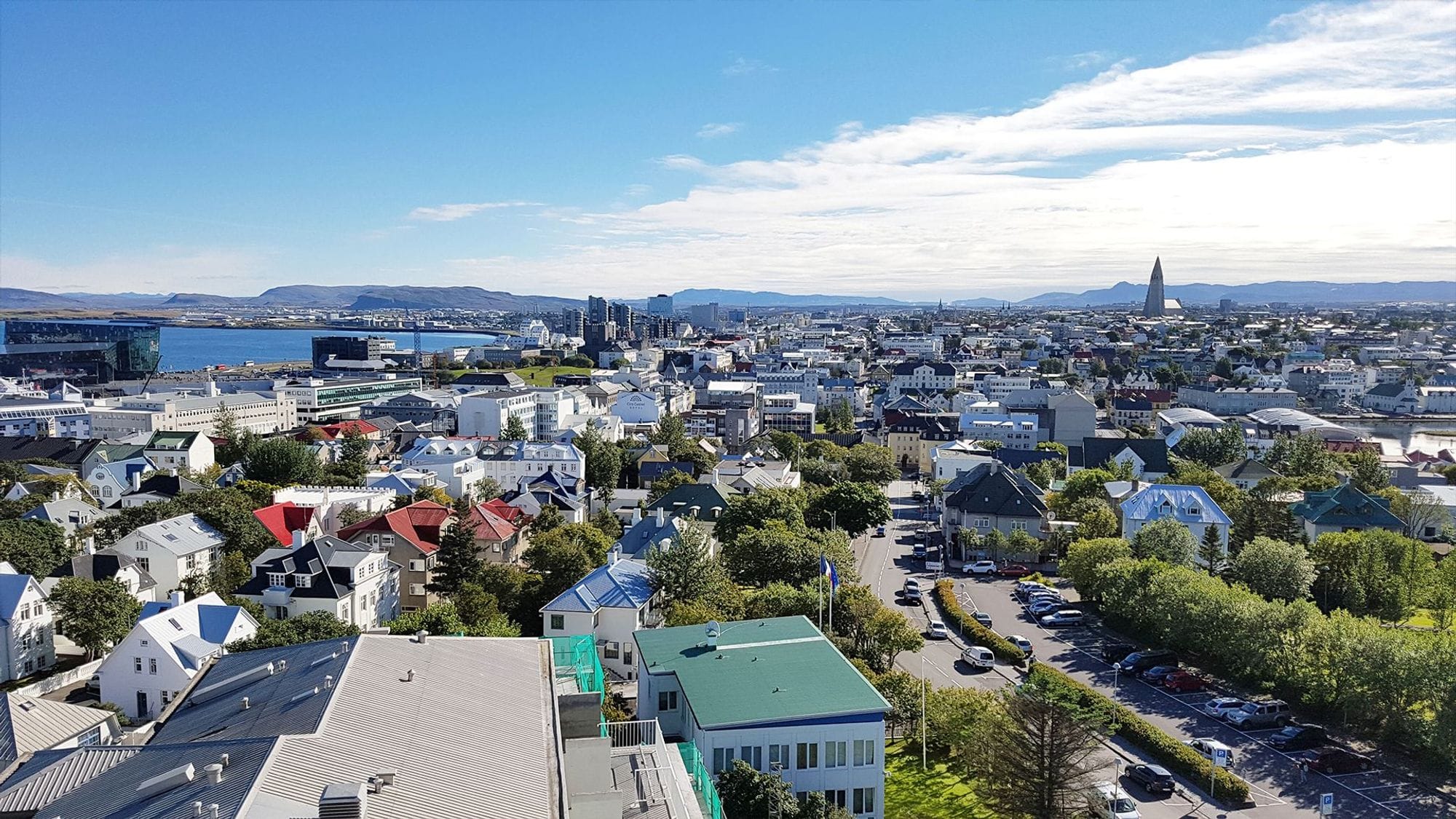 bird's eye view of reykjavik city