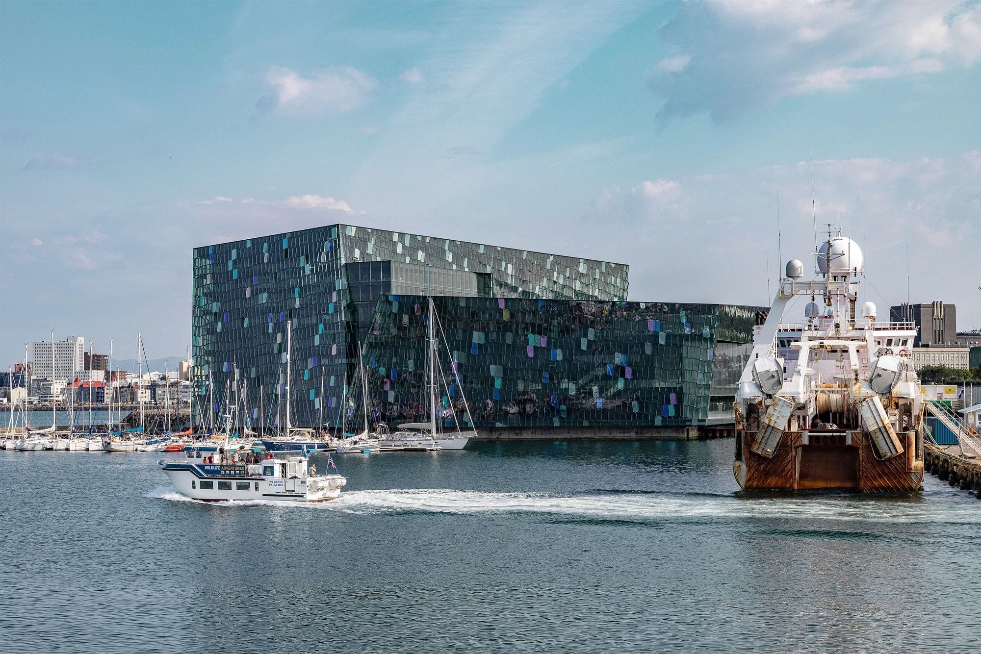 Boats sailing near  Harpa building