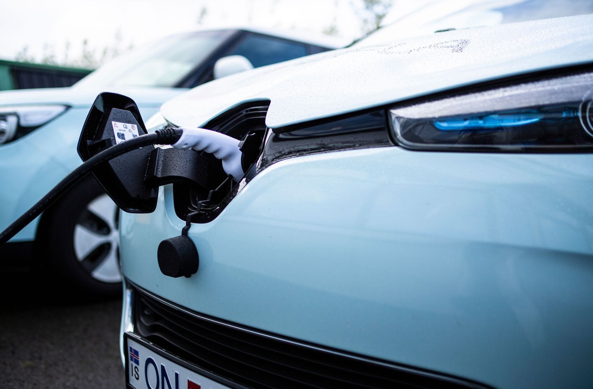 An electric car being charged